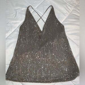 Express Sequin Cross/Low Back Top